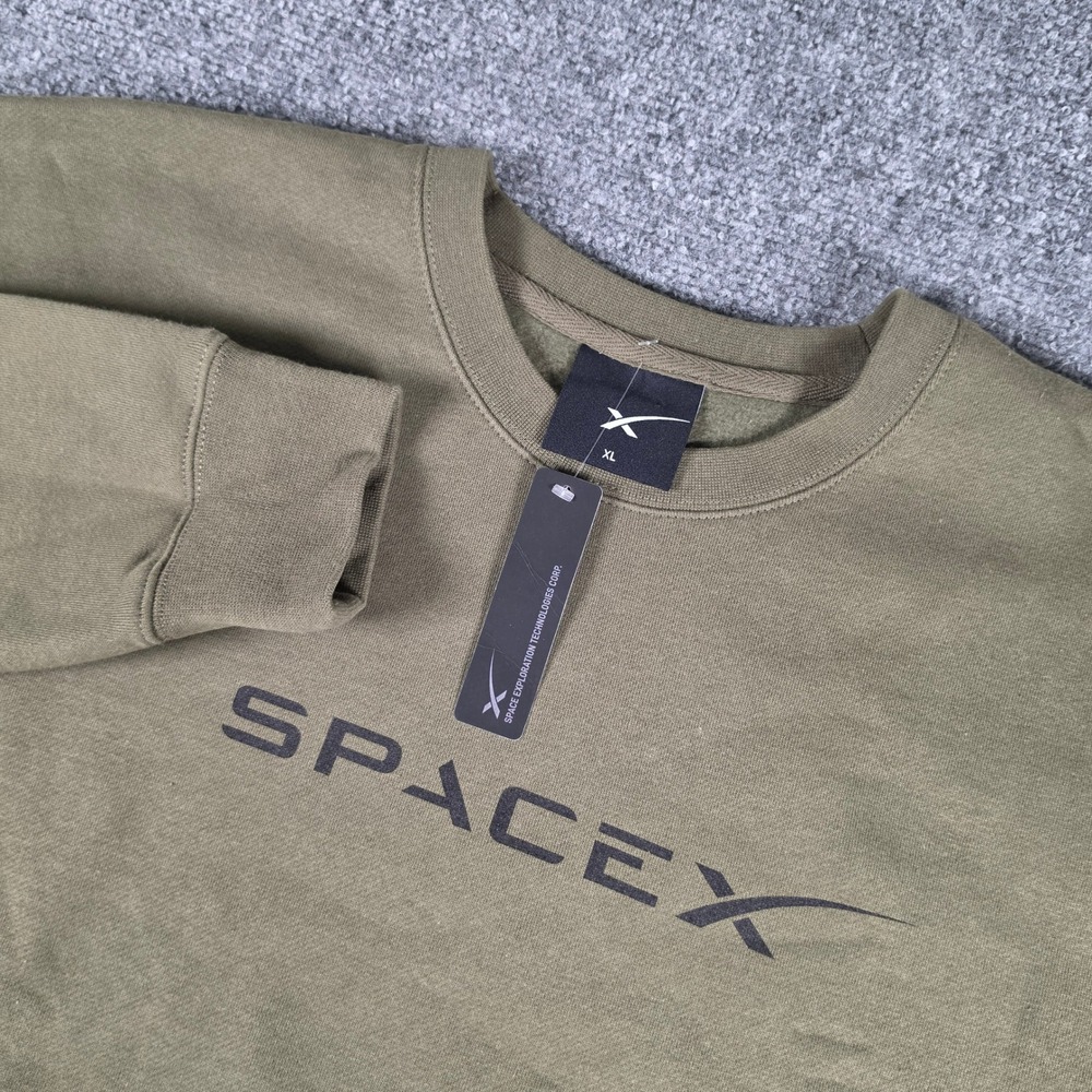 SpaceX Sweatshirt Men XL Green Logo Crewneck Fleece Authentic NWT